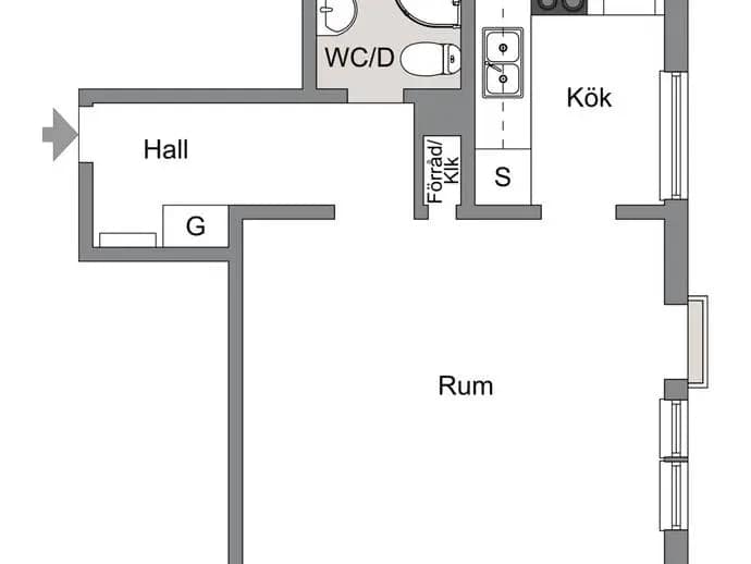 Planritning för SEVALLAGATAN 5A