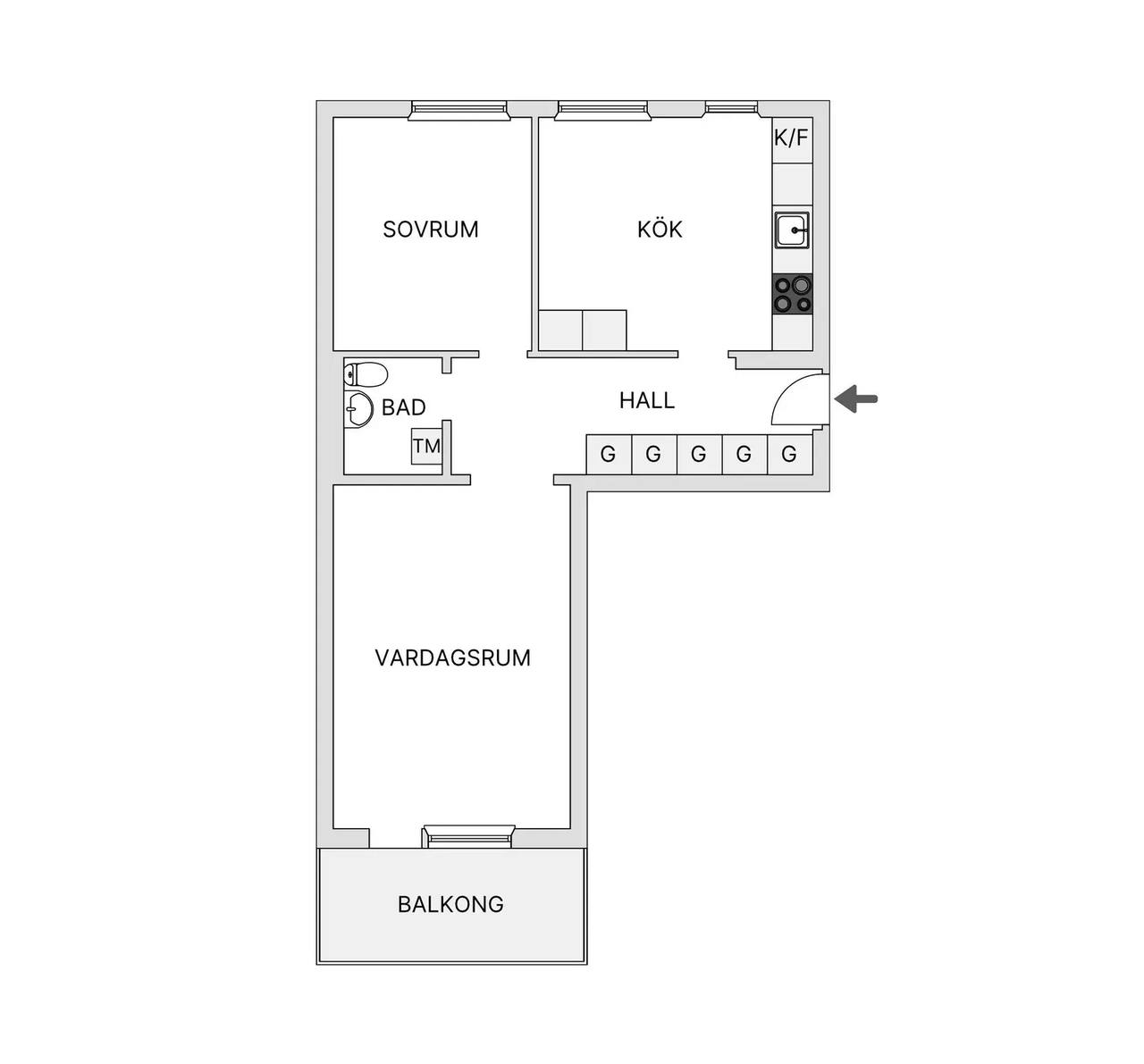 Floor plan for Amiralsgatan 89D