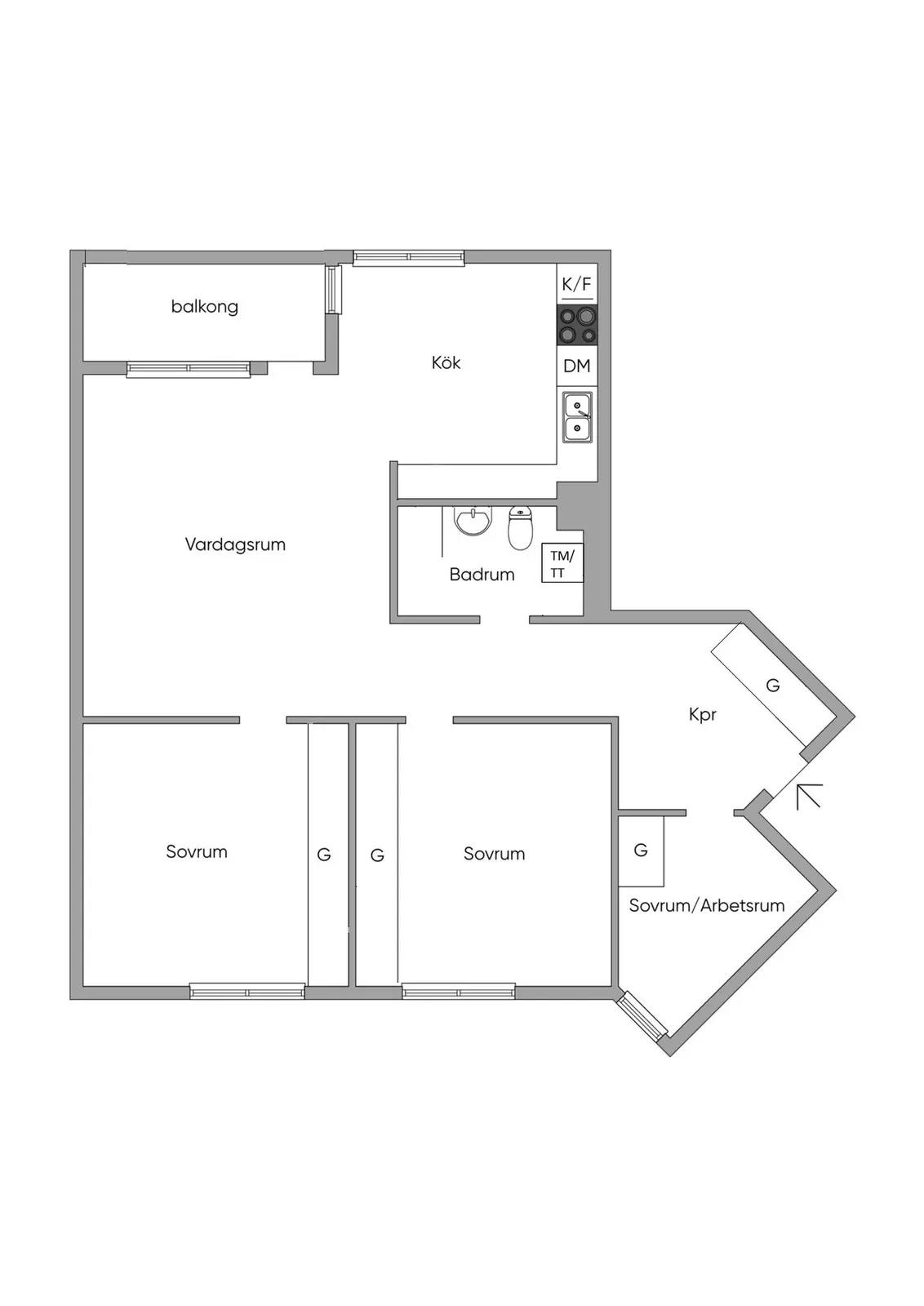 Floor plan for Magnus Ladulåsgatan 25, 2tr
