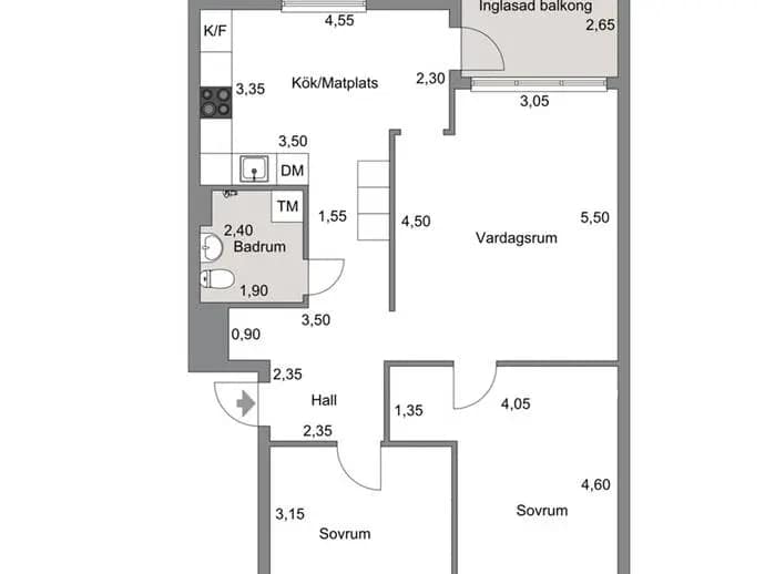 Floor plan for Tomtebogatan 8D