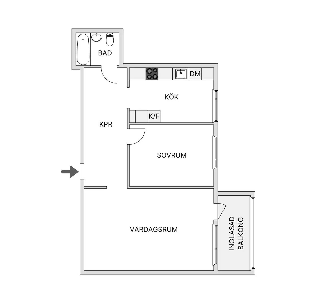 Floor plan for Eriksfältsgatan 61B