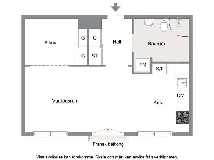 Planritning för Greta Garbos väg 16