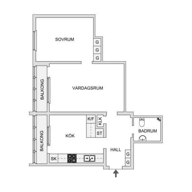 Floor plan for Övre Hallegatan 30