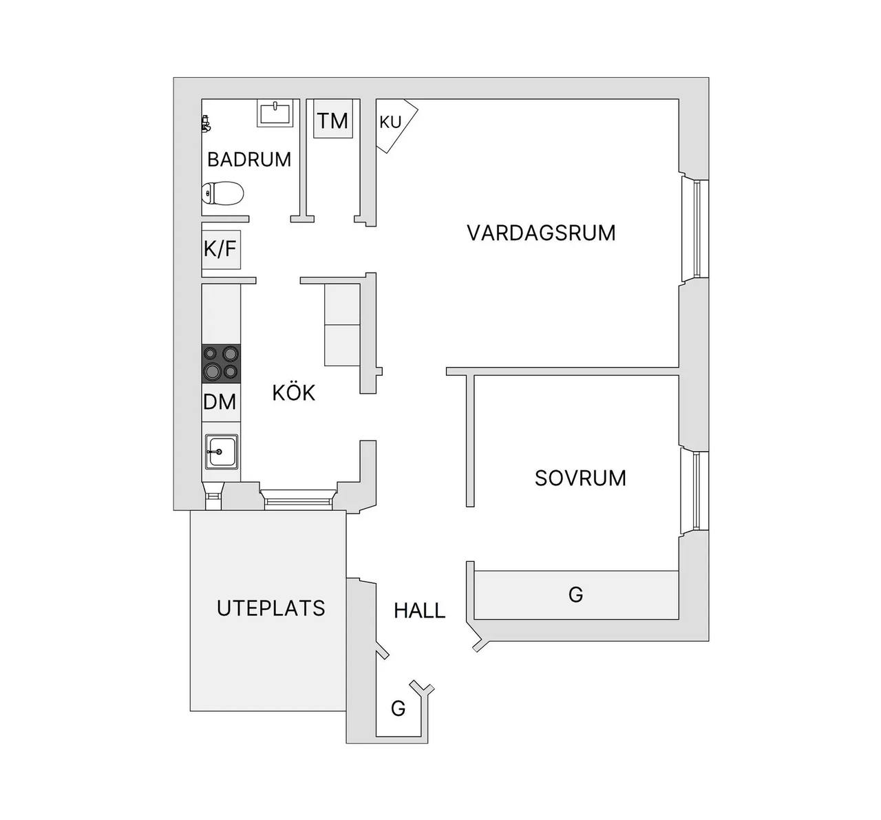 Floor plan for Grevgatan 26A