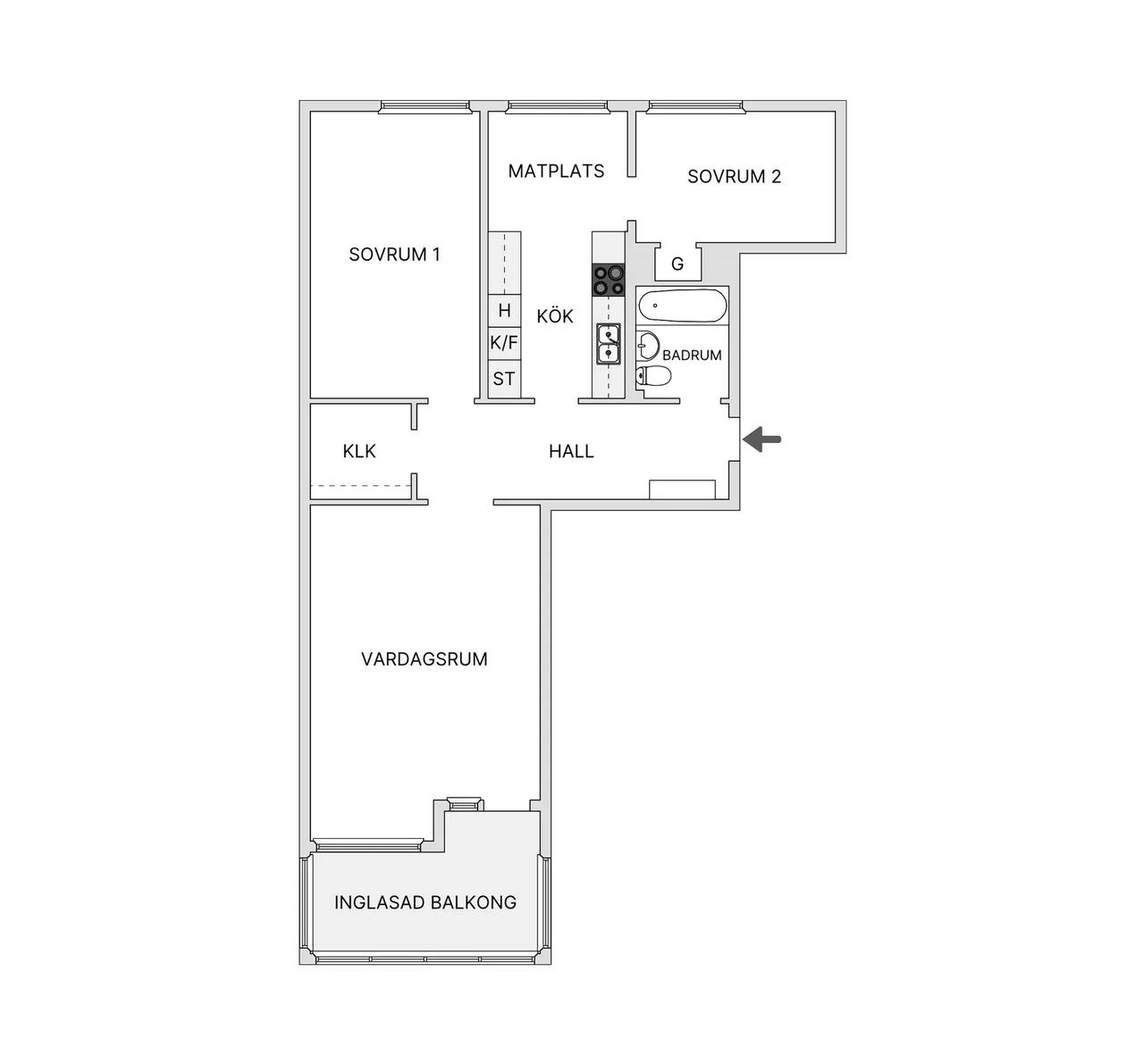 Floor plan for Badvädersgatan 19