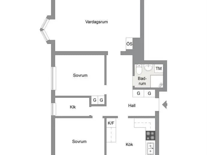 Planritning för Kaparegatan 2A