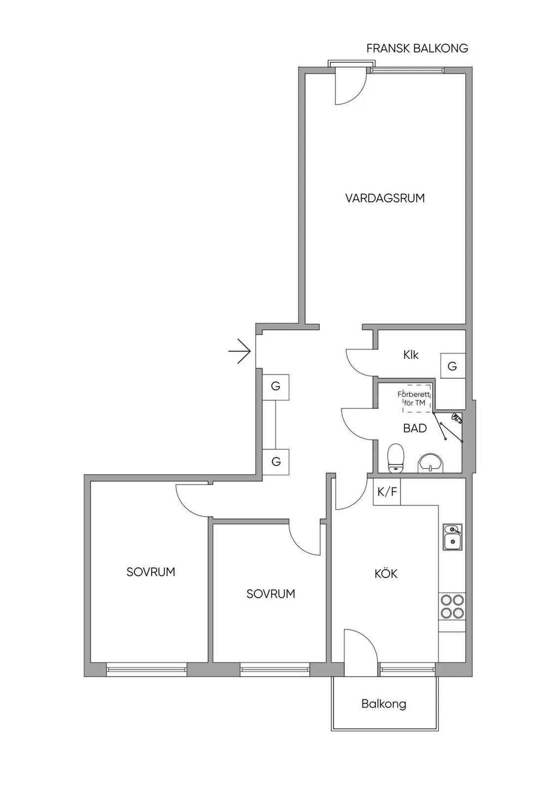 Floor plan for Ringvägen 128, 3tr