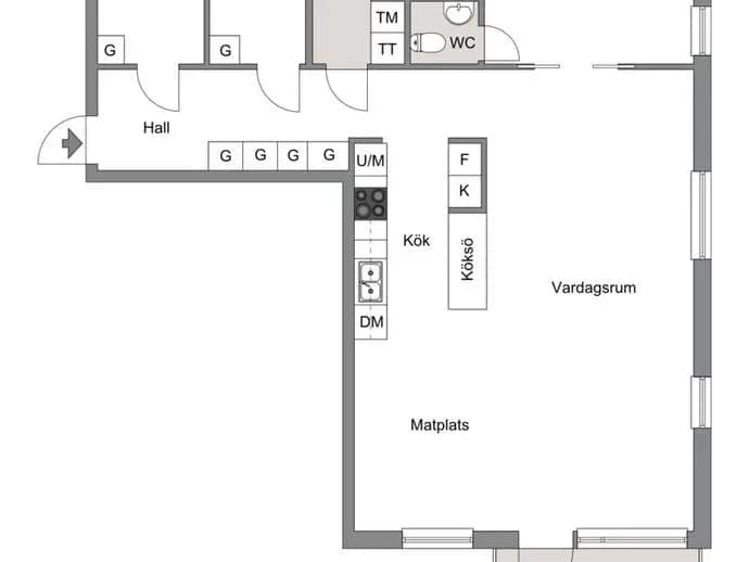 Floor plan for Trädgårdsmästeriets väg 3A