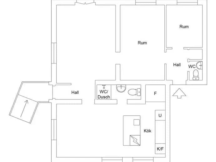 Floor plan for Allégatan 3C