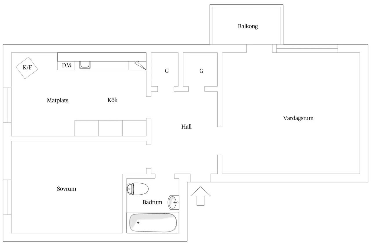 Floor plan for Vitemöllegatan 5H