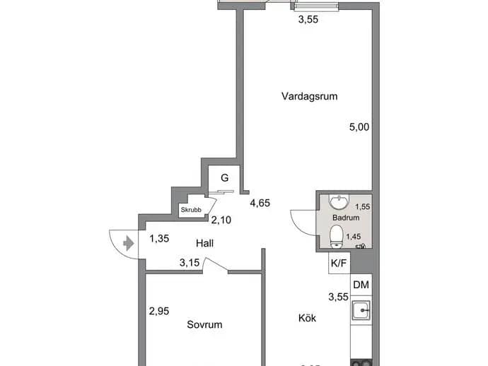 Floor plan for Gränsgatan 43A