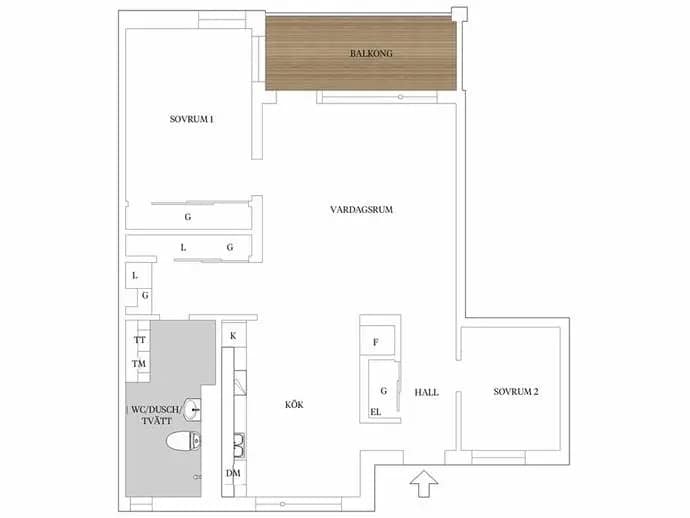 Planritning för Dartanjangs Gata 14, vån 3