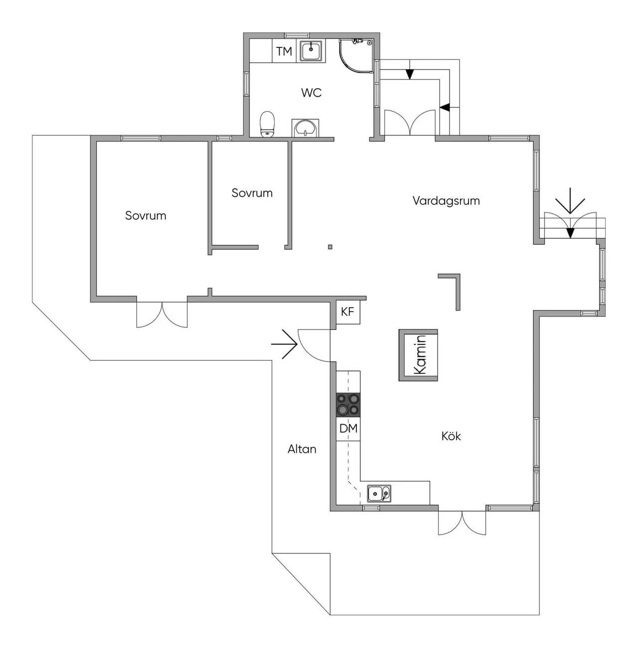 Planritning för Stadsvallsvägen 34A