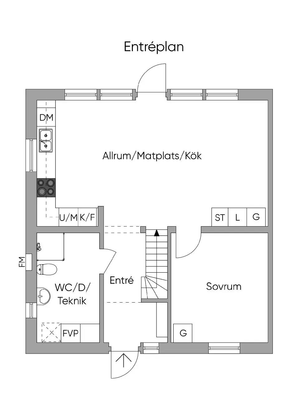Planritning för Djupdalsvägen 6b