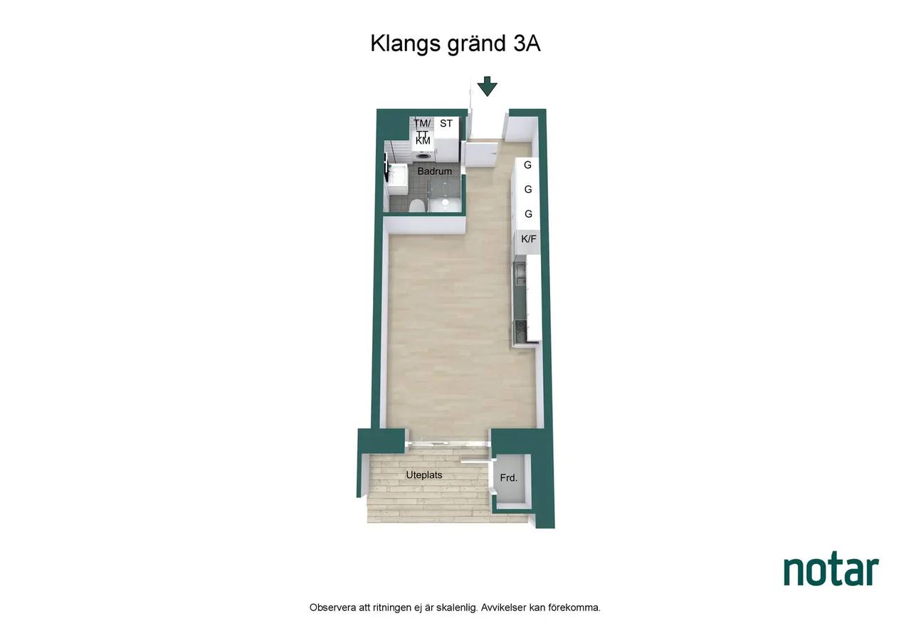 Planritning för Klangs gränd 3A