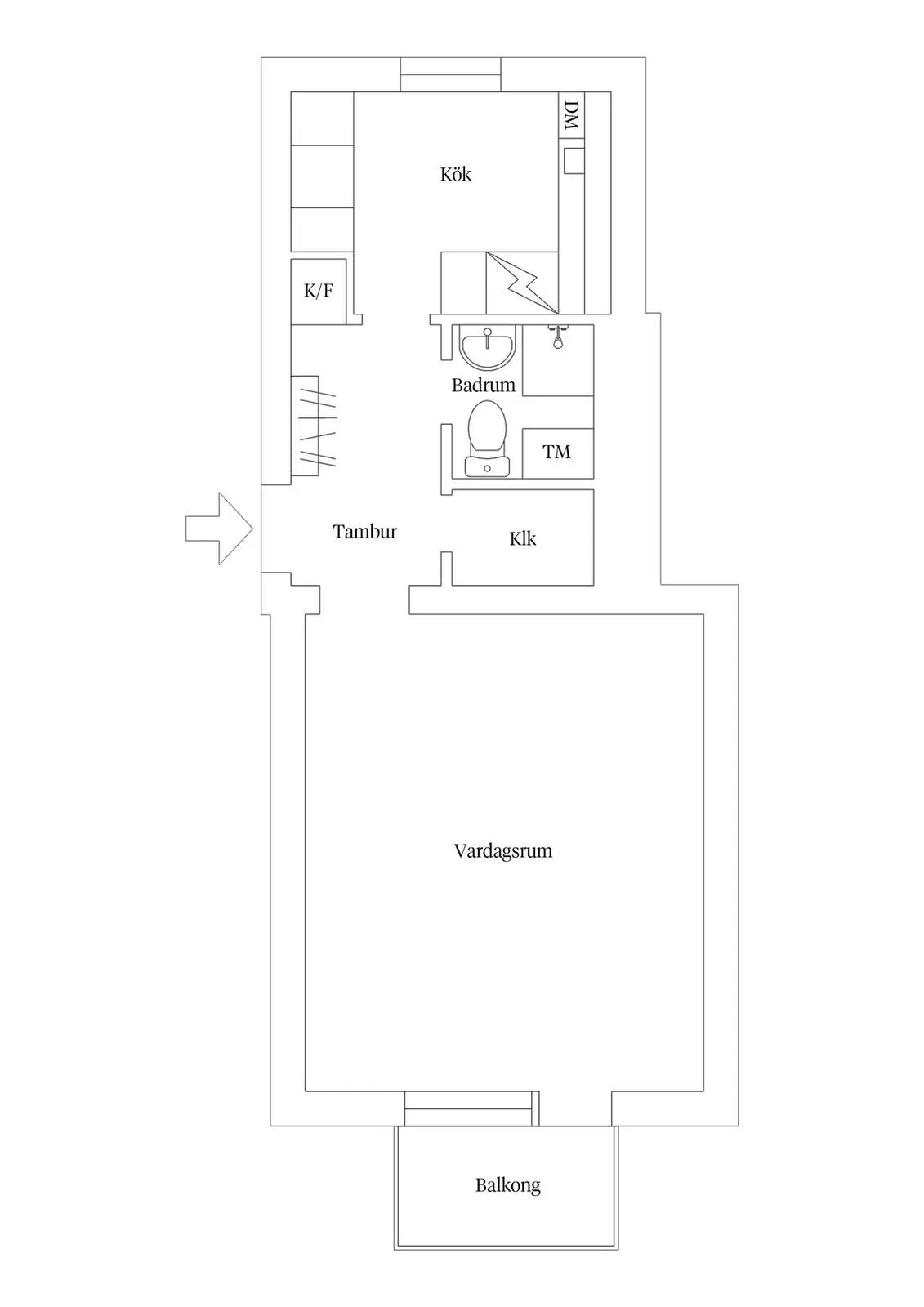 Floor plan for Bragegatan 29B