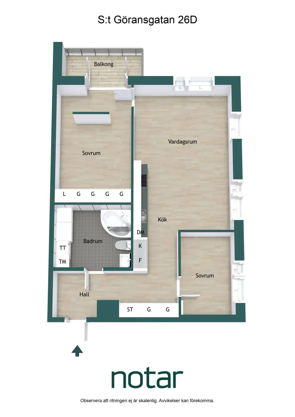 Floor plan for S:t Göransgatan 26D