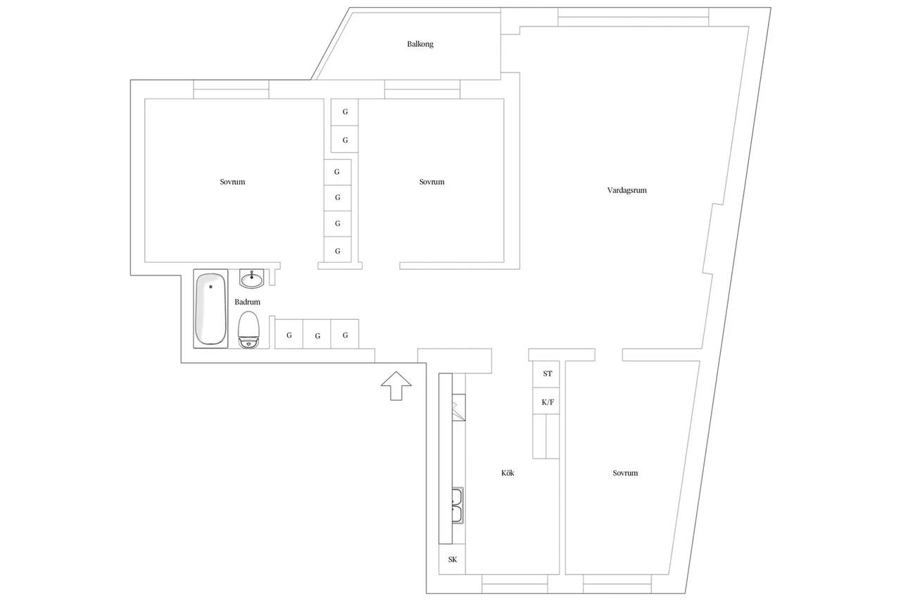 Floor plan for Vintergatan 2B