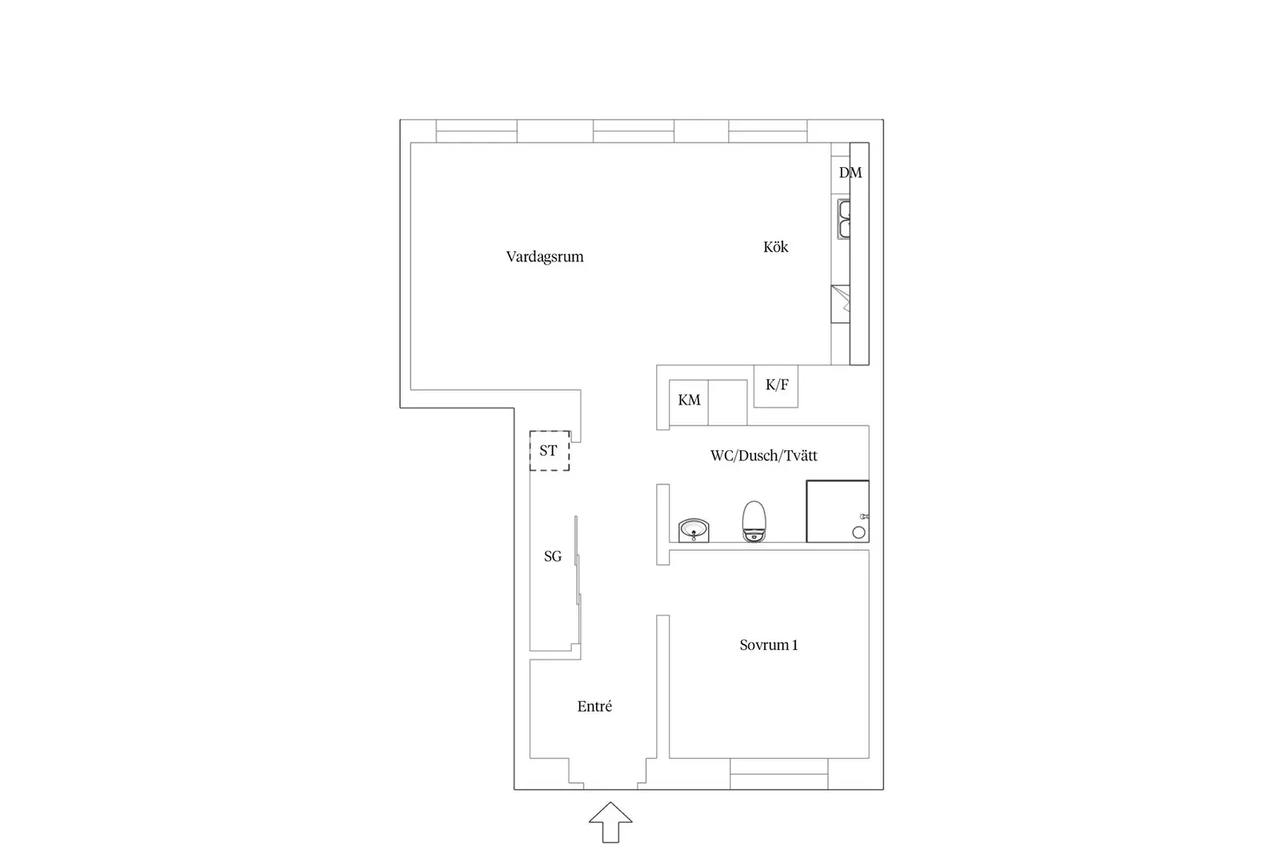 Floor plan for Södra Järnvägsgatan 36D