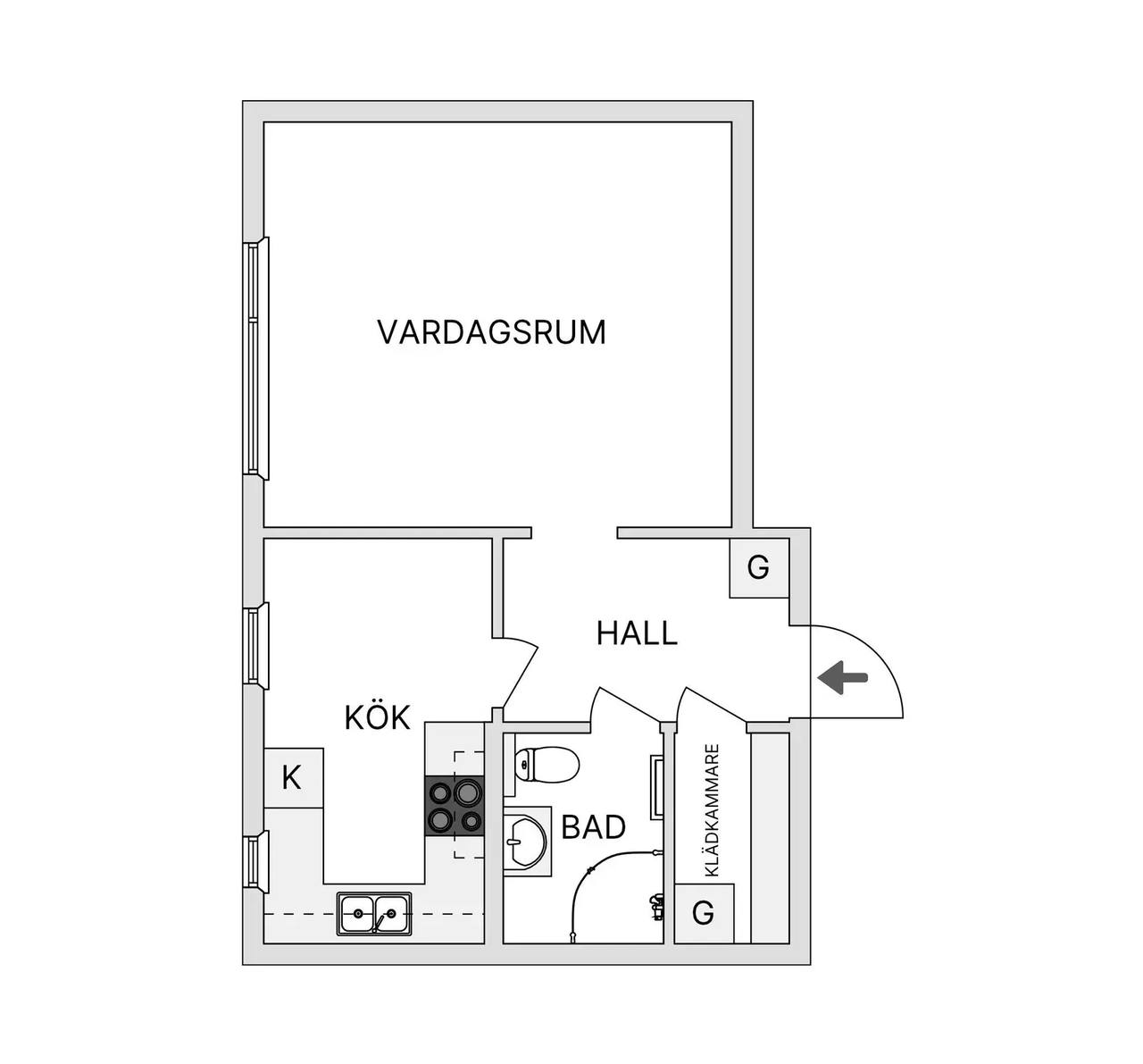 Planritning för Backsläntsgatan 3A