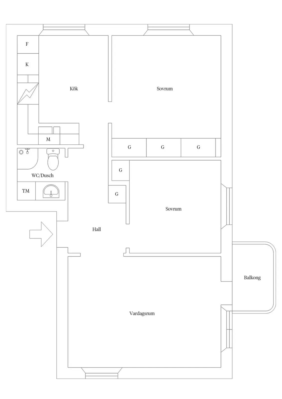 Floor plan for Stensövägen 5B