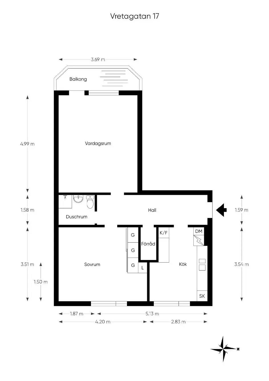 Floor plan for Vretagatan 17