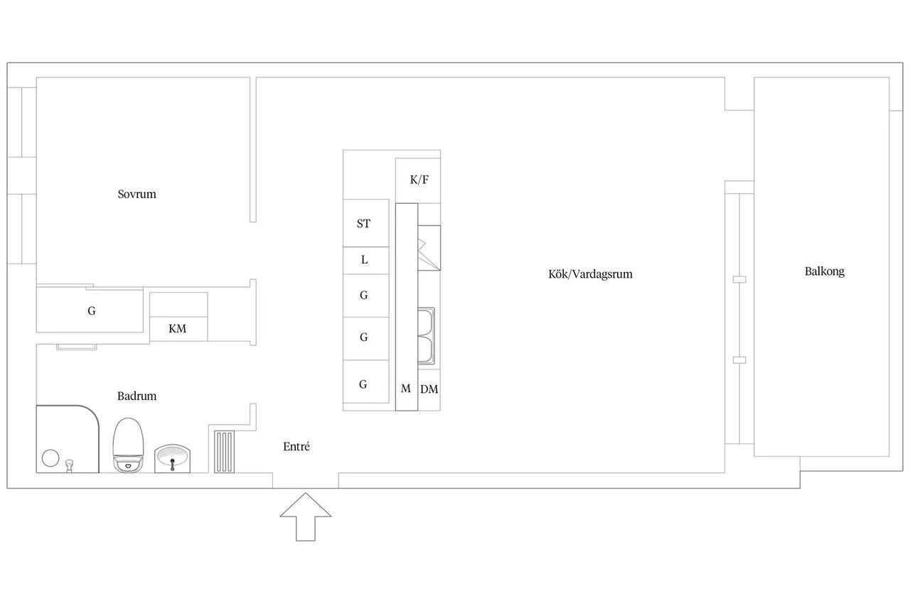 Floor plan for Norra Järnvägsgatan 13B