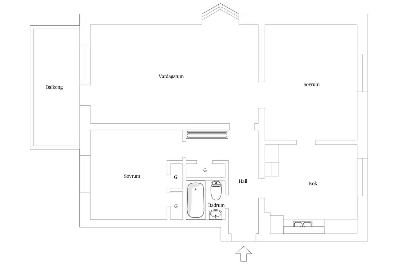 Floor plan for Malmövägen 8A