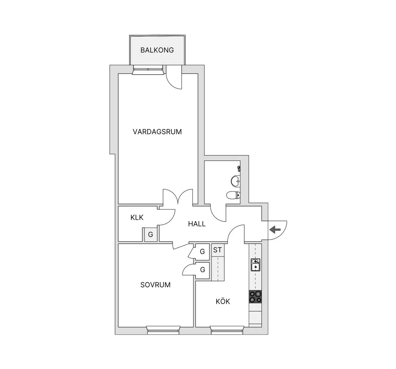 Floor plan for Stenbocksgatan 22B