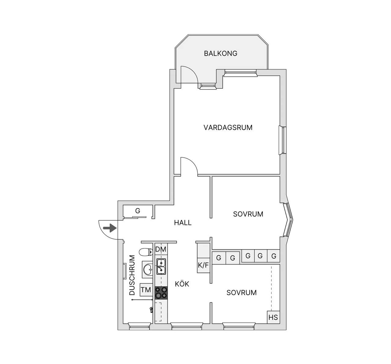 Floor plan for Stenbocksgatan 18C