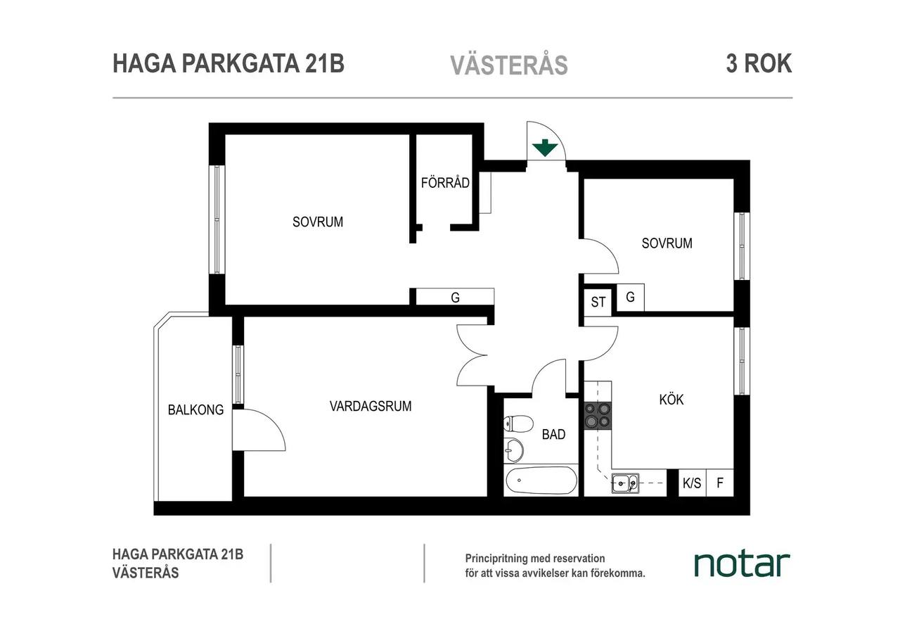 Planritning för Haga parkgata 21B