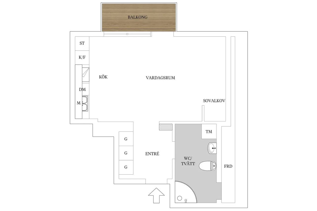 Floor plan for Tegnérgatan 5A