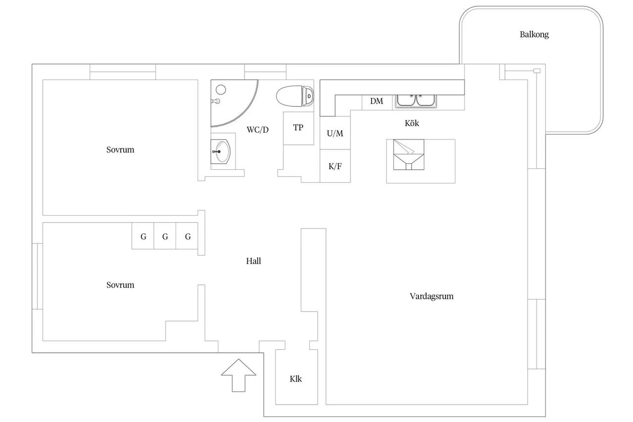 Planritning för Guldpokalsgatan 8B