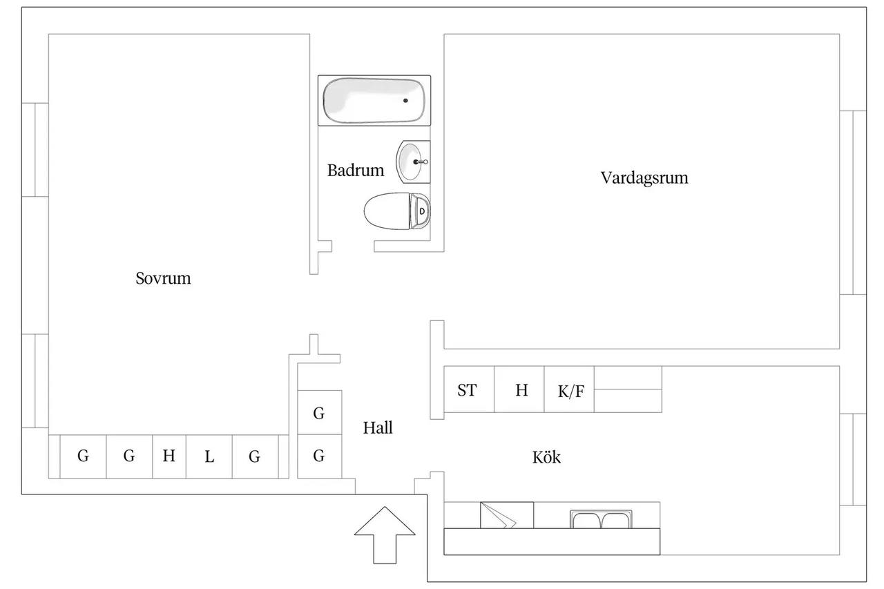 Planritning för Lambergsgatan 1B