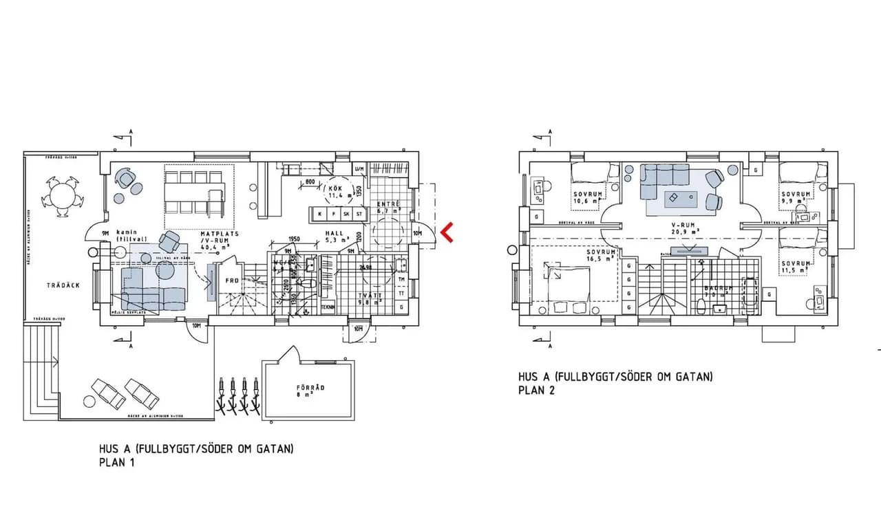 Planritning för Släntgatan 13