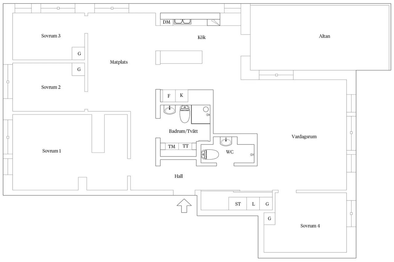 Floor plan for Bergkullegatan 2A