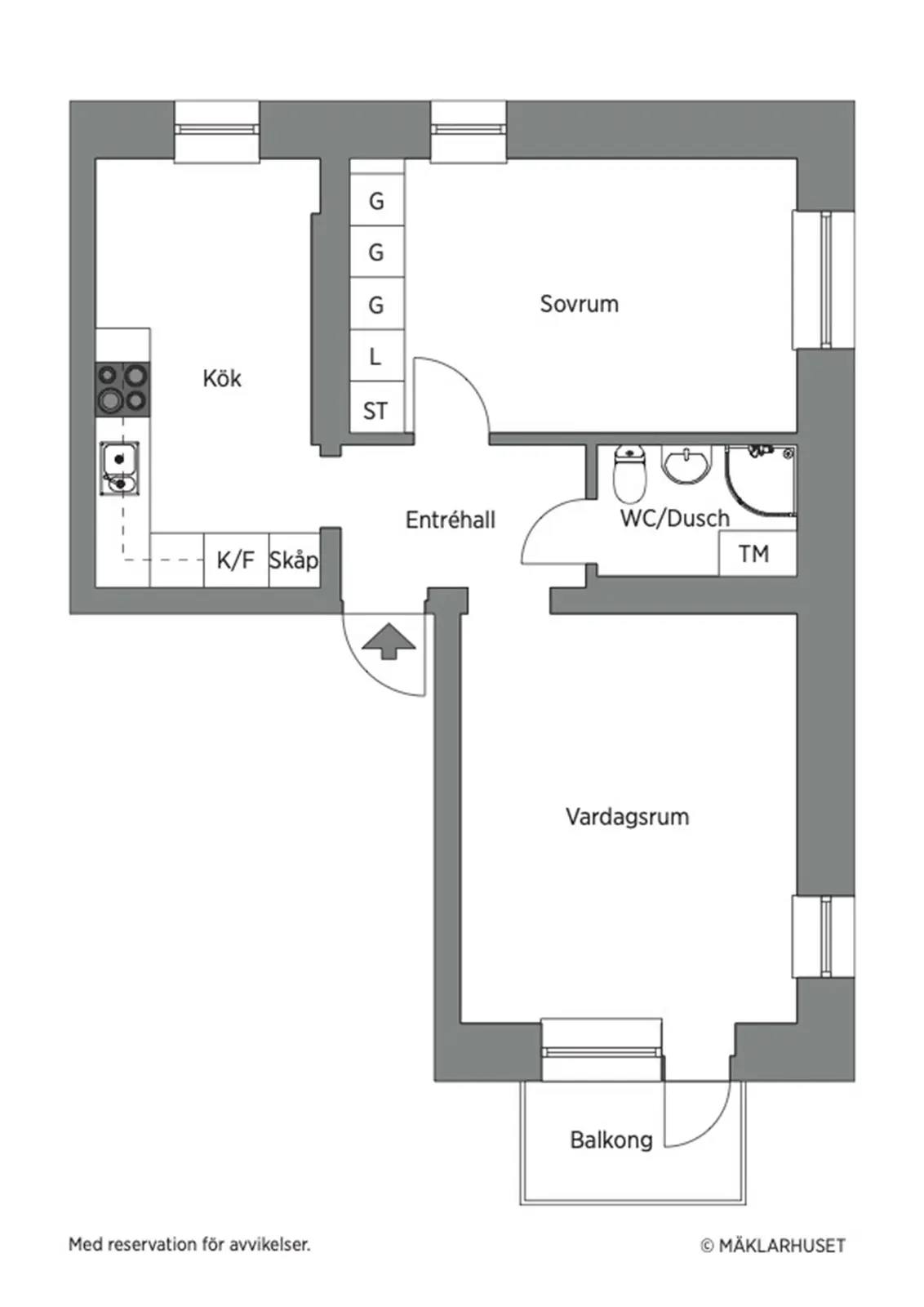 Floor plan for Sankt Sigfridsgatan 16B