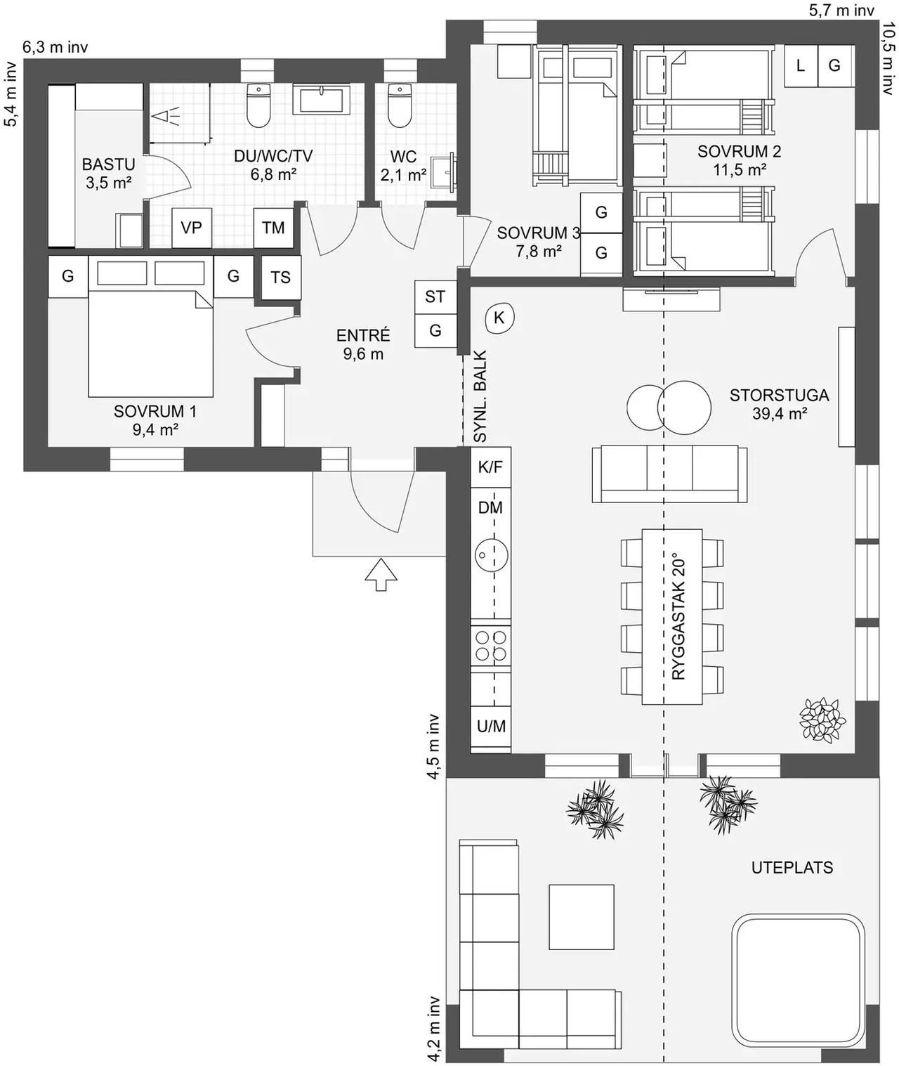 Floor plan for Pegstigen 1