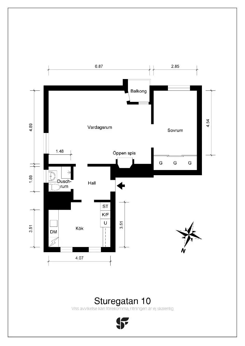 Floor plan for Sturegatan 10