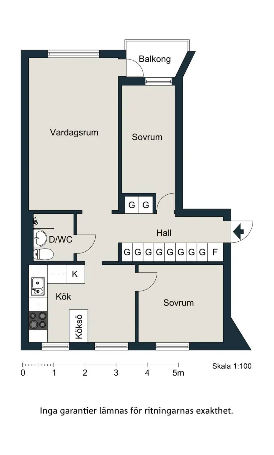 Floor plan for Adelgatan 7B