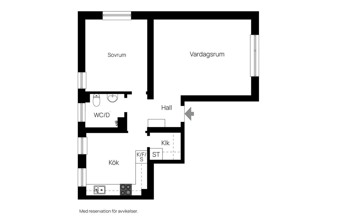 Planritning för Finn Malmgrens Väg 55