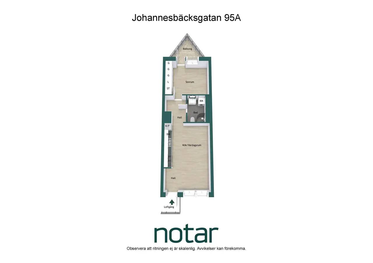 Planritning för Johannesbäcksgatan 95A
