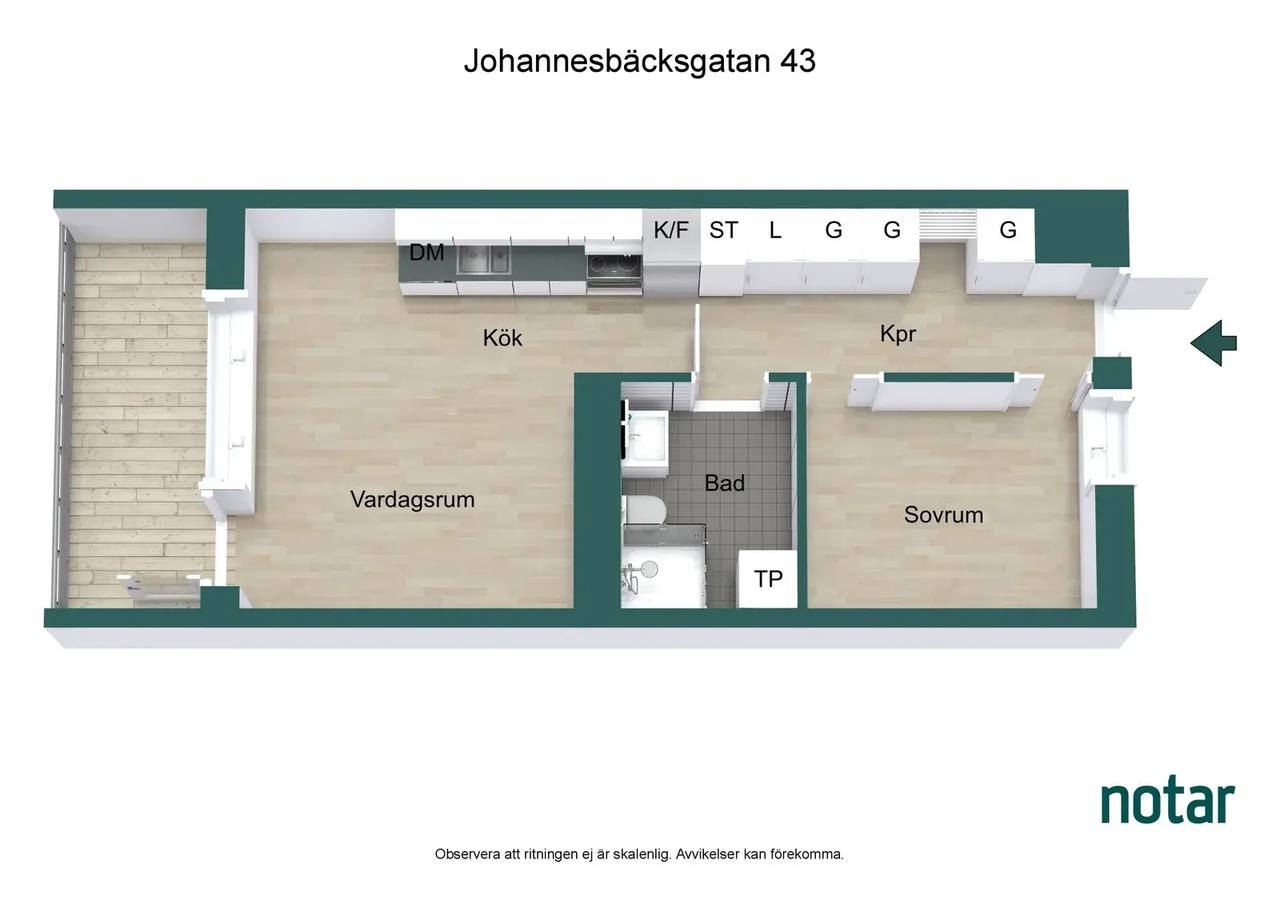 Planritning för Johannesbäcksgatan 43
