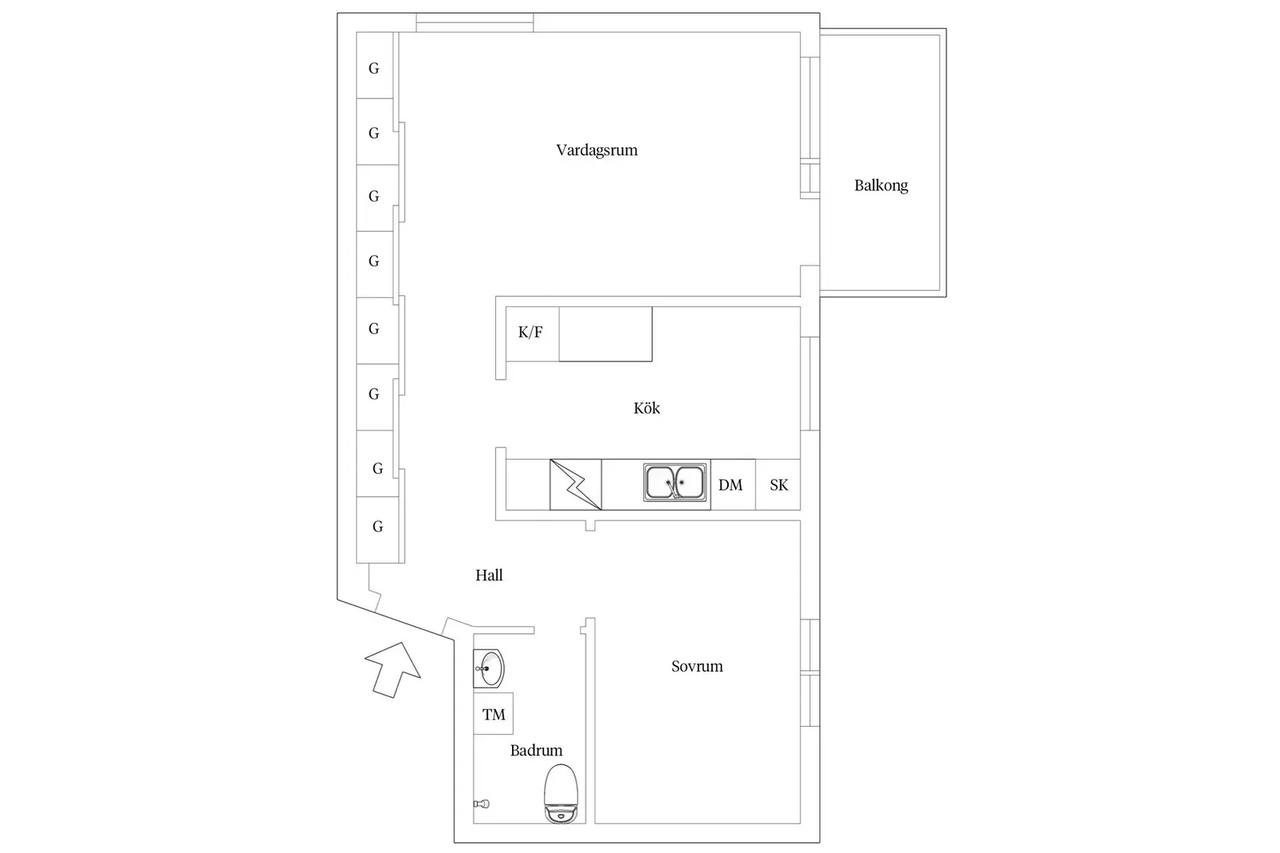 Floor plan for Alkalievägen 3A