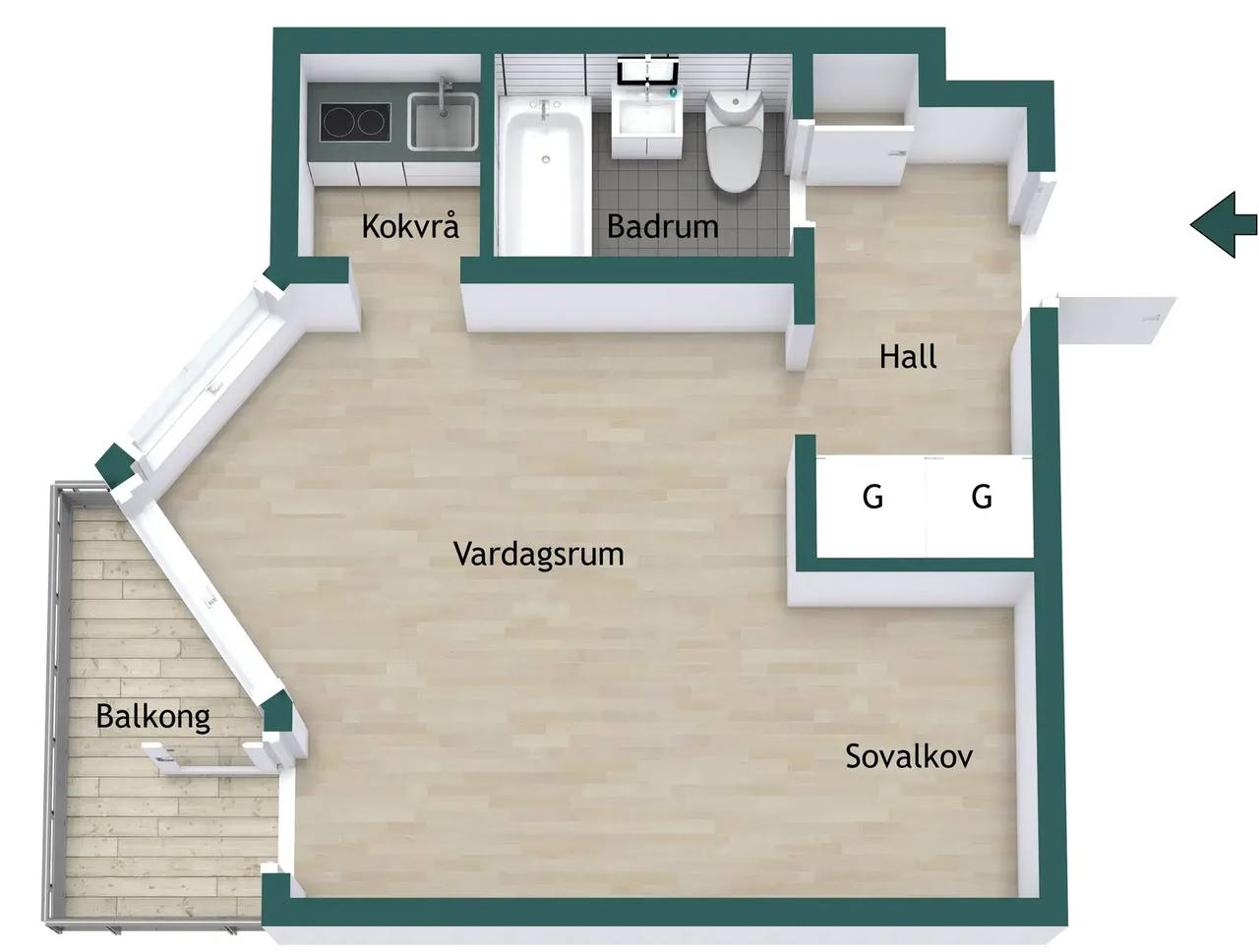 Planritning för Götgatan 14B