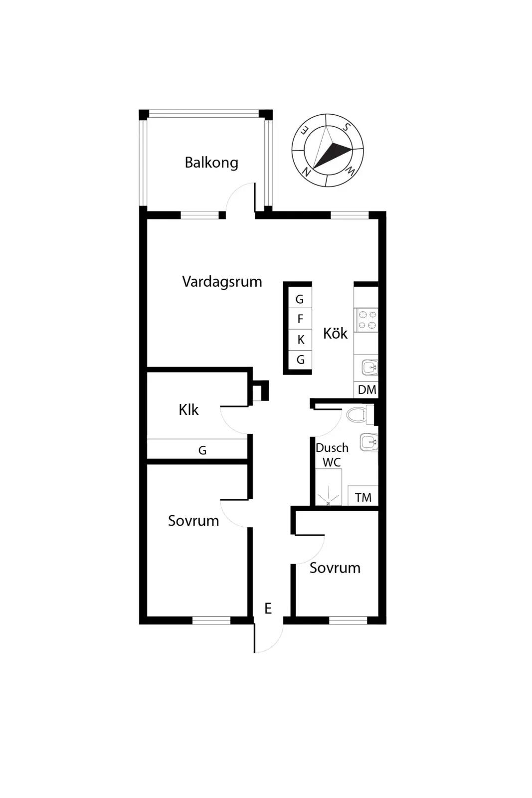 Planritning för Solhemsvägen 19