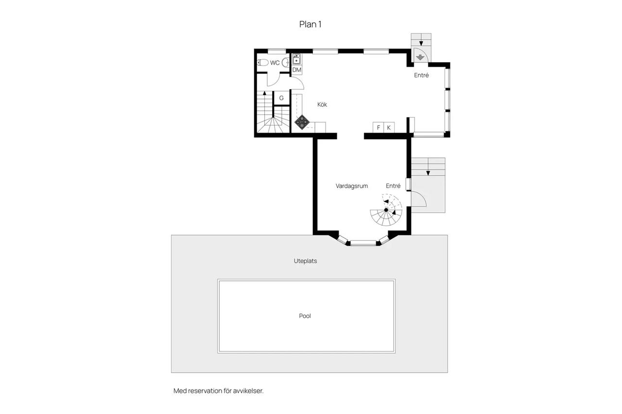 Planritning för Norra Uddegatan 1 LGH 1003