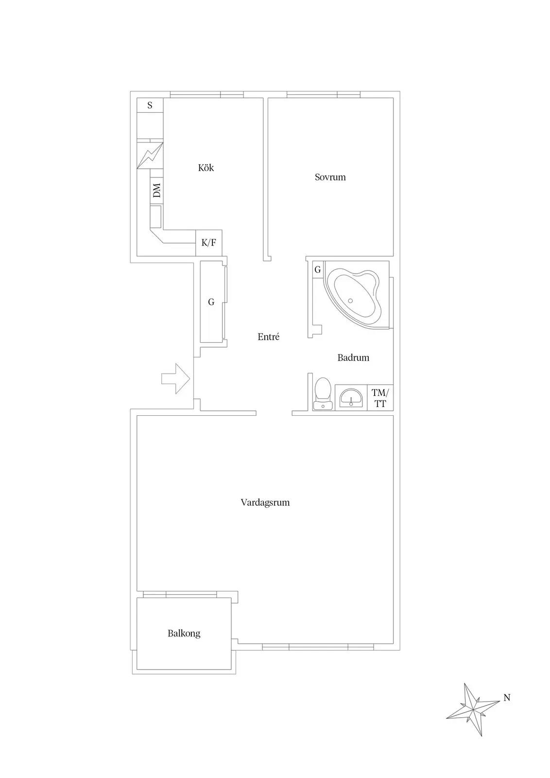 Planritning för Munkhagsgatan 54D