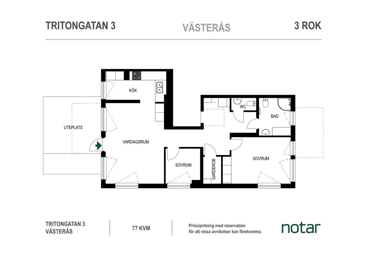 Planritning för Tritongatan 3