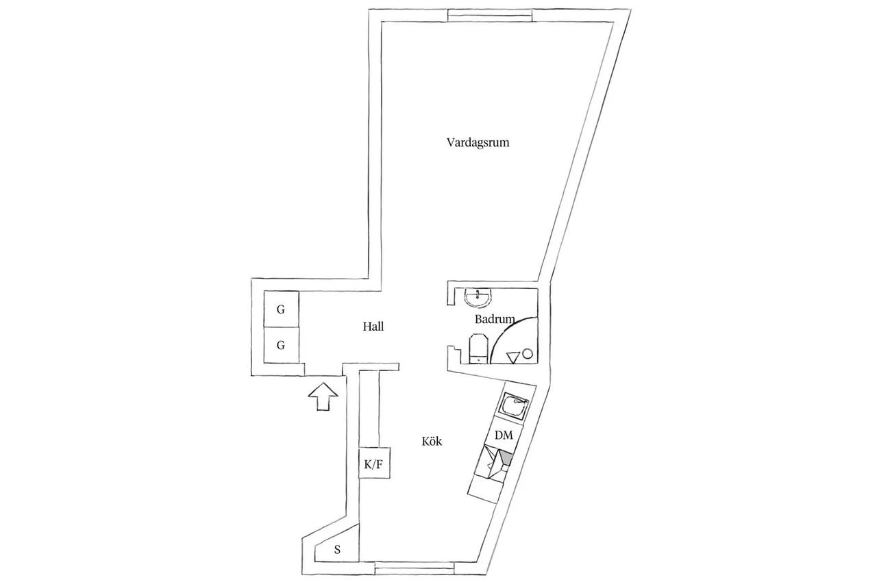 Floor plan for Helmutsrogatan 5B